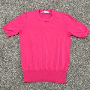 EUC Zara pink short sleeve sweater top size M